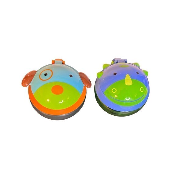 Set of 2 Skip Hop Snack Cup Dog & Dino Easy Carry Snack Cup - Picture 1 of 12